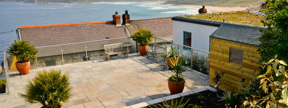 Patio at Pendrean Cottage, Sennen Cove